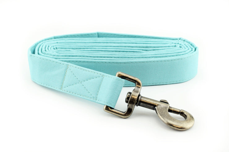 Solid Caribbean Blue Dog Leash ~ Solid Fabric Dog Leash - Fashion Dog Leash ~ Antique Silver Hardware ~ Sandy Paws Collar Co