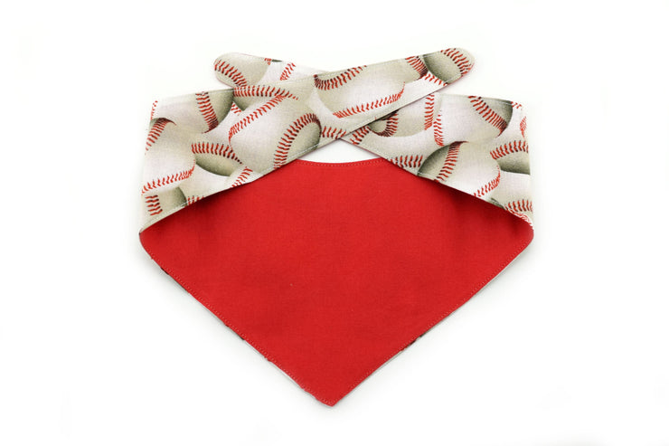 Baseball Tie-On Dog Bandana ~ Baseball Print Tie-On Cotton Fabric Dog Bandana ~ Reversible Bandana ~ Dog Mom Gift ~ Sandy Paws Collar Co®