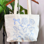 Bows & Seashells Zippered Tote Bag