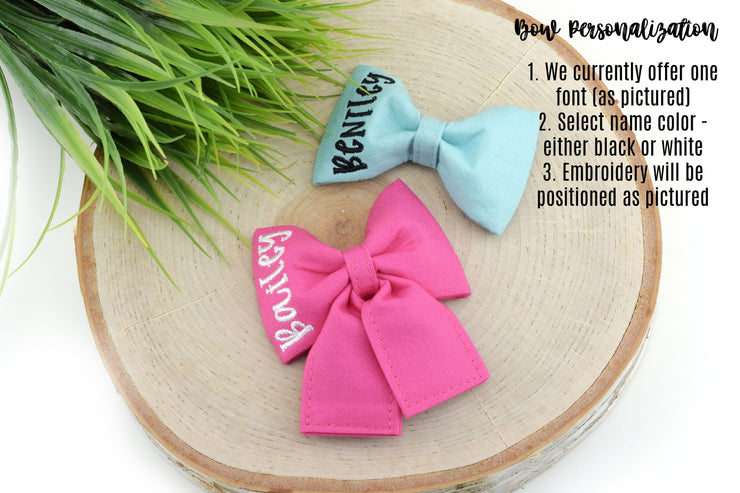 Spring Bulb Dog Collar Bow ~ Spring Embroidered Dog Collar Bow ~ Girly Collar Bow ~ Slide On Bow for Dog Collar ~ Sandy Paws Collar Co®