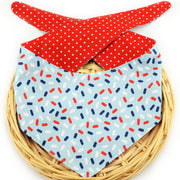 Patriotic Sprinkles Tie-On Dog Bandana - Blue ~ 4th of July Dog Bandana ~ Summer Dog Bandana ~ Custom Dog Bandana ~ Sandy Paws Collar Co®