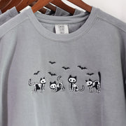 Skele-Cat Embroidered Sweatshirt ~ Halloween Embroidered Sweatshirt ~ Cat Embroidered Sweatshirt ~ Skeleton Sweatshirt ~Sandy Paws Collar Co