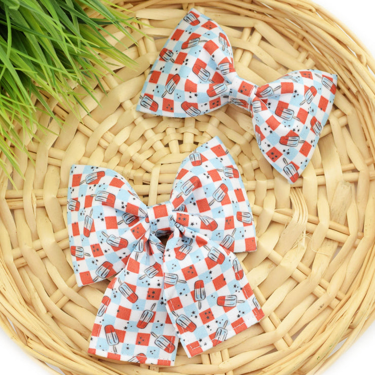 Retro Rocket Pop Dog Collar Bow ~ 4th of July Dog Collar Bow ~ Summer Collar Bow ~ Patriotic Slide On Collar Bow ~ Sandy Paws Collar Co®