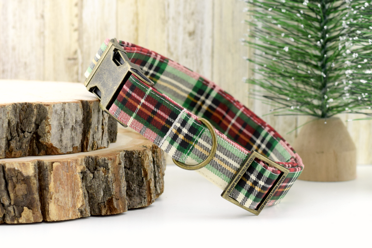Christmas Plaid Dog Collar Sandy Paws Collar Co