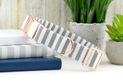 striped dog collar - gray and white