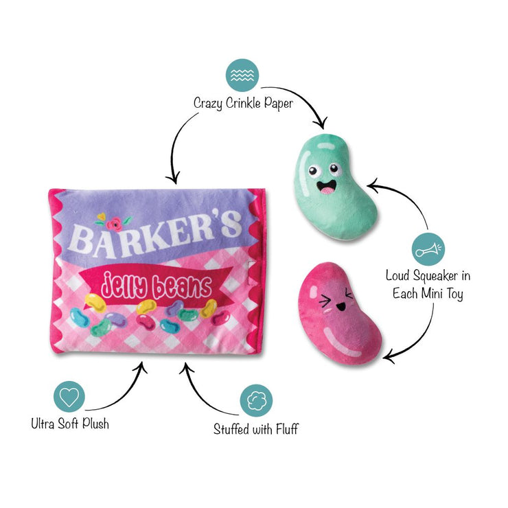 Barker's Jelly Beans Hide and Seek Burrow Plush Dog Toys