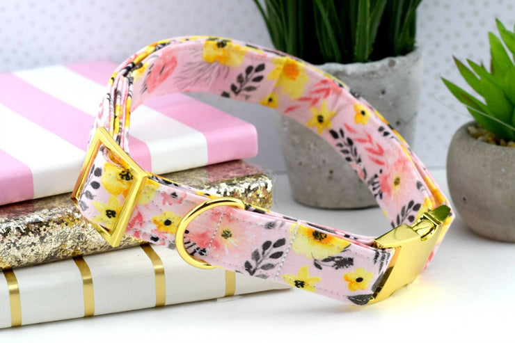 Floral Dog Collar - Pink & Yellow