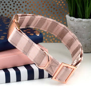 Painted Stripe Dog Collar - Blush & Rose Gold
