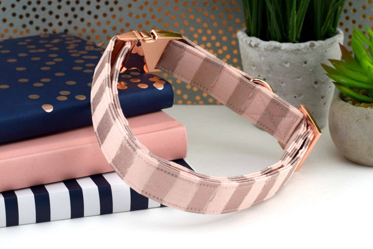 Painted Stripe Dog Collar - Blush & Rose Gold