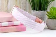 Seersucker Dog Collar - Light Pink & White