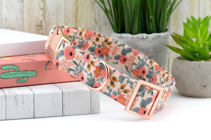 Les Fleurs Rosa Dog Collar - Peach