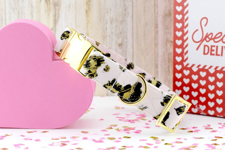 Leopard Dog Collar - Metallic Gold & Blush