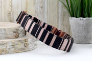 Striped Dog Collar - Black & Rose Gold