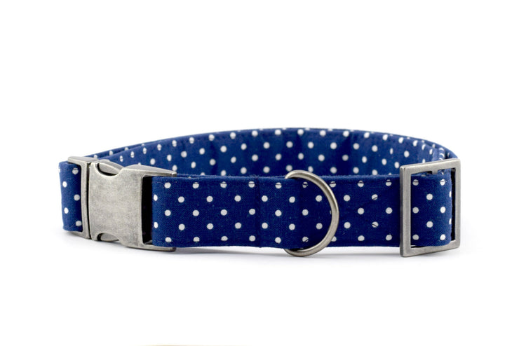 Dog Collar - Swiss Dot in Navy Blue Fashion Dog Collar 
