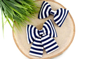 Striped Dog Collar Bow - Navy & White ~ Striped Dog Collar Bow Tie ~ Girly Dog Collar Bow ~ Slide On Bow for Collar ~ Sandy Paws Collar Co®