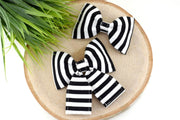 Striped Dog Collar Bow - Black & White ~ Striped Dog Collar Bow Tie ~ Girly Dog Collar Bow ~ Slide On Collar Bow ~ Sandy Paws Collar Co®