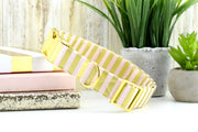 Striped Dog Collar - Yellow Gold & Pink