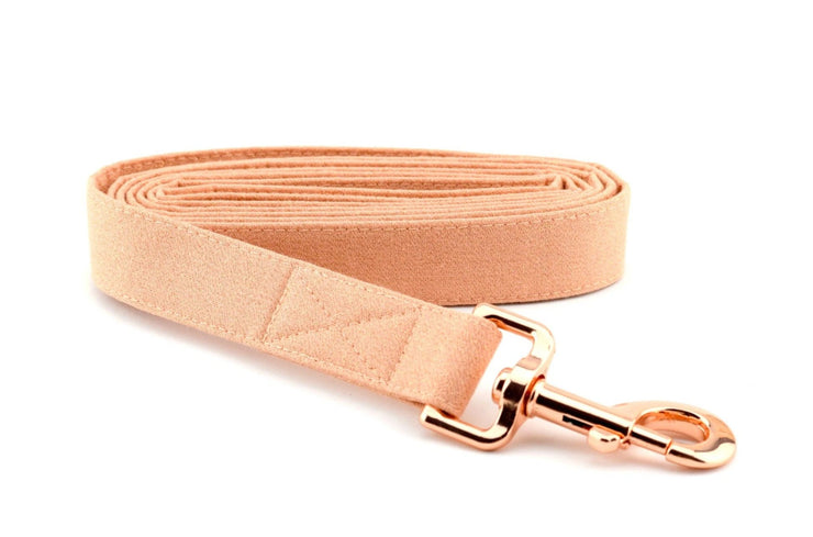 Rose Gold GLITTER Fabric Dog Leash - Rose Fabric with Gold GLITTER Dog Leash 