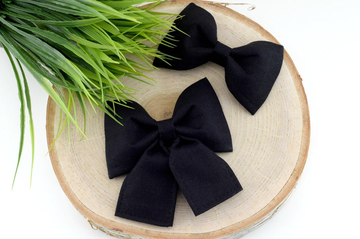 Solid Black Dog Collar Bow ~ Black Dog Collar Bow Tie ~ Girly Dog Collar Bow ~ Slide On Bow for Dog Collar ~ Sandy Paws Collar Co®