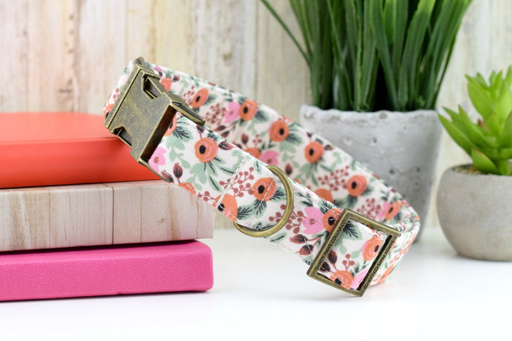 Rifle Paper Co Floral Dog Collar - Beige, Pink, Red