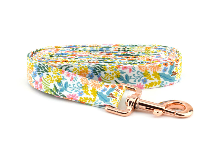 English Garden Meadow Dog Leash ~ Rifle Paper Co ~ Multi-Color Floral Fabric Dog Leash ~ Fabric Dog Leash ~ Sandy Paws Collar Co