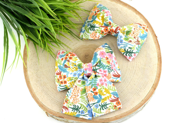 English Garden Meadow Dog Collar Bow ~ Rifle Paper Co Floral ~ Multi-Colored Floral Fabric Dog Collar Bow ~ Slide On Bow for Dog Collar®