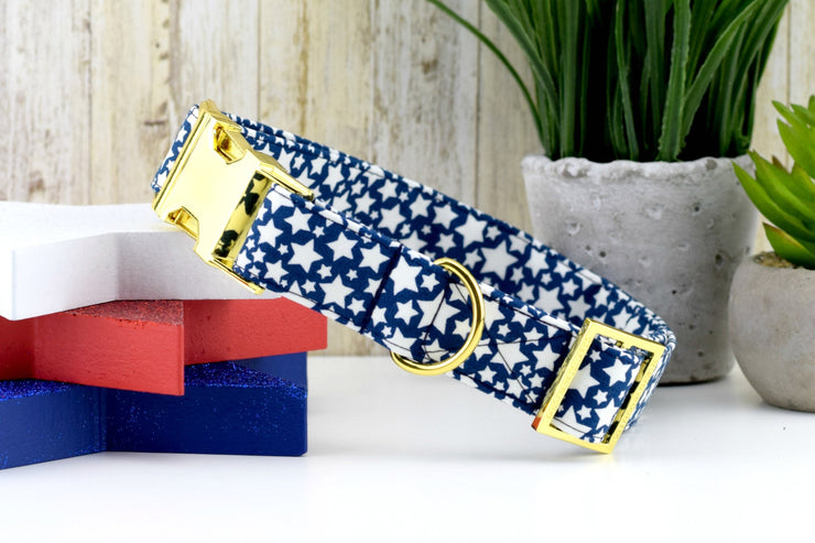 Star Dog Collar - Navy & Glow in the Dark