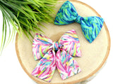 Brushed Flamingo Feather Dog Collar Bow ~ Summer Dog Collar Bow ~ Slide On Bow for Dog Collar ~ Sandy Paws Collar Co