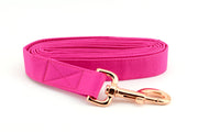 Solid Fuchsia Fabric Dog Leash ~ Fashion Dog Leash ~ Rose Gold Hardware ~ Sandy Paws Collar Co