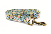 Garden Party Dog Leash - Chambray ~ Rifle Paper Co Floral Fabric Dog Leash ~ Metallic Floral Fabric Dog Leash ~ Sandy Paws Collar Co
