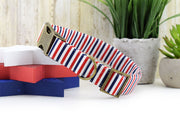 Patriotic Stripe Dog Collar - Red, White & Blue ~ Striped Cotton Fabric Dog Collar ~ Fashion Dog Collar ~ Sandy Paws Collar Co