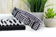 Painted Gingham Dog Collar - Black & White ~ Fabric Dog Collar ~ Fashion Dog Collar ~ Matte Black Metal Hardware ~ Sandy Paws Collar