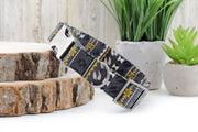 Timberland Stripe Dog Collar - Charcoal ~ Rustic Fabric Dog Collar ~ Fashion Collar ~ Antique Silver Metal Hardware - Sandy Paws Collar Co
