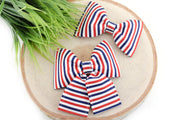 Patriotic Stripe Dog Collar Bow - Red, White & Blue ~ Bow Tie ~ Girly Dog Collar Bow ~ Slide On Bow for Dog Collar ~ Sandy Paws Collar Co®