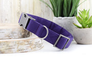 Solid Dark Purple Dog Collar ~ Solid Fashion Dog Collar ~ Fabric Dog Collar ~ Antique Silver Metal Hardware ~ Sandy Paws Collar Co