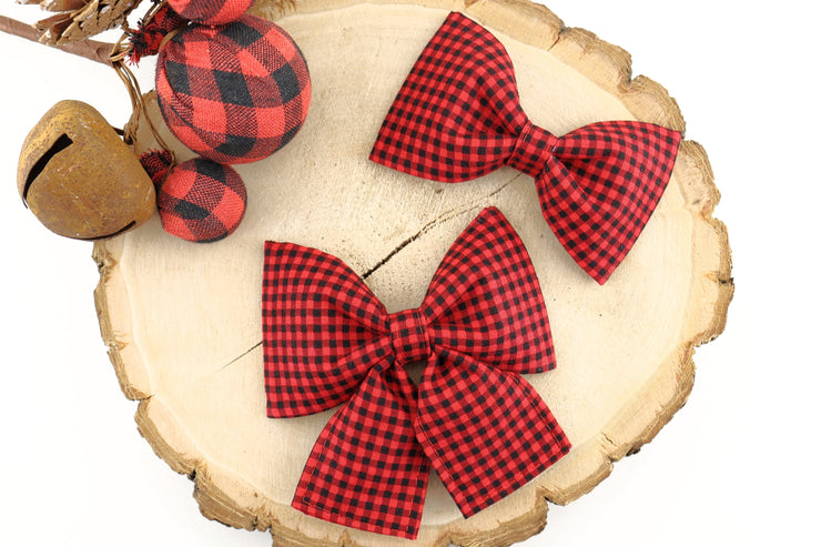 Buffalo Plaid Dog Collar Bow ~ Christmas Dog Collar Bow Tie ~ Girly Dog Collar Bow ~ Slide On Bow for Dog Collar ~ Sandy Paws Collar Co®