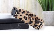 Spotted Leopard Dog Collar - Brown ~ Fashion Dog Collar ~ Fabric Dog Collar ~ Matte Black Hardware ~ Sandy Paws Collar Co