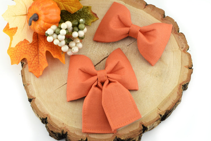 Solid Autumn Orange Dog Collar Bow ~ Solid Bow Tie ~ Girly Dog Collar Bow ~ Slide On Bow for Dog Collar ~ Sandy Paws Collar Co®