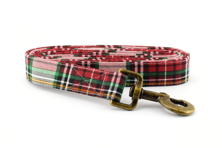 Christmas Plaid Dog Leash ~ Christmas Fabric Dog Leash ~ Fashion Dog Leash ~ Antique Bronze Hardware ~ Sandy Paws Collar Co®