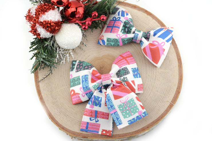 Christmas Gift Dog Collar Bow ~ Christmas Dog Collar Bow Tie ~ Girly Dog Collar Bow ~ Slide On Bow for Dog Collar ~ Sandy Paws Collar Co®