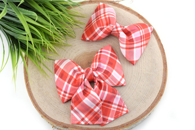 Patriotic Plaid Bow Tie Dog Collar