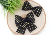 Heart Print Dog Collar Bow - Black & Gold ~ Valentine's Day Bow Tie ~ Girly Dog Collar Bow ~ Slide On Collar Bow ~ Sandy Paws Collar Co®