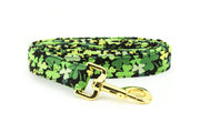 Shamrock Dog Leash ~ St Patrick's Day Shamrock Fabric Dog Leash ~ Fabric Dog Leash ~ Yellow Gold Hardware ~ Sandy Paws Collar Co