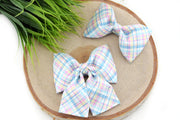 Spring Plaid Dog Collar Bow ~ Pastel Easter Dog Collar Bow Tie ~ Girly Collar Bow ~ Slide On Bow for Dog Collar ~ Sandy Paws Collar Co®
