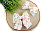 Easter Floral Dog Collar Bow - White ~ Easter Dog Collar Bow Tie ~ Girly Collar Bow ~ Slide On Bow for Dog Collar ~ Sandy Paws Collar Co®