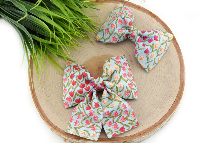 Tulip Dog Collar Bow ~ Easter Floral Dog Collar Bow Tie ~ Girly Collar Bow ~ Slide On Bow for Dog Collar ~ Sandy Paws Collar Co®