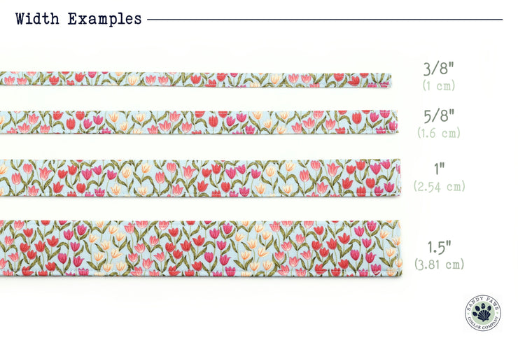 Tulip Dog Collar ~ Spring Flower Fabric Dog Collar ~ Custom Dog Collar ~ Antique Silver Metal Hardware ~ Sandy Paws Collar Co®