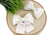 Easter Seersucker Dog Collar Bow ~ Pastel Dog Collar Bow Tie ~ Girly Collar Bow ~ Slide On Bow for Dog Collar ~ Sandy Paws Collar Co®