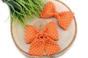 Polka Dot Dog Collar Bow - Orange & White ~ Swiss Dot Dog Collar Bow Tie ~ Girly Dog Bow ~ Slide On Bow for Collar ~ Sandy Paws Collar Co®