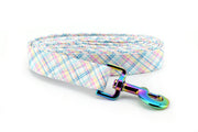 Spring Plaid Dog Leash ~ Spring Easter Pastel Plaid Fabric Dog Leash ~ Fashion Fabric Dog Leash ~ Sandy Paws Collar Co®
